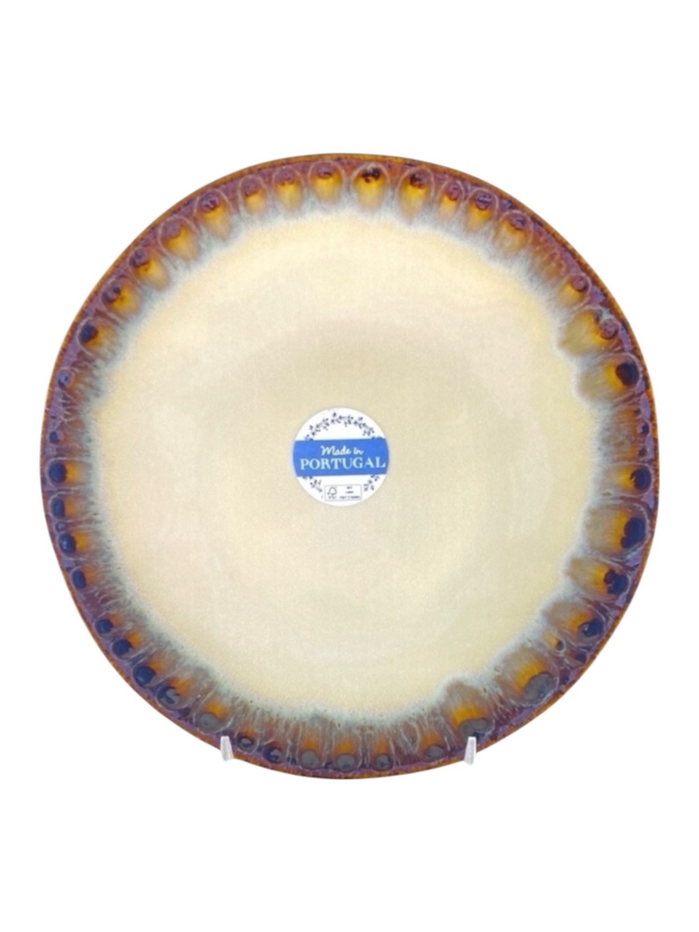 Drip Glaze‎ Portugal Stoneware Salad Dessert Plate 9.25” Gold Tan NWT
